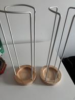 2 witte beker/glashouders en houten onderkant, Huis en Inrichting, Ophalen of Verzenden, Zo goed als nieuw, Hout