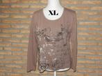(169)- blouse femme t.XL brune, Ophalen of Verzenden, Zo goed als nieuw, Maat 42/44 (L), Bruin