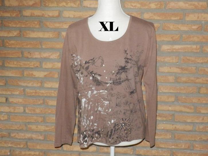 (169)- blouse femme t.XL brune, Kleding | Dames, Blouses en Tunieken, Zo goed als nieuw, Maat 42/44 (L), Bruin, Ophalen of Verzenden