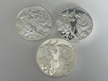 3 stuks Bear / bull 2022 zilveren munten 1oz zilver