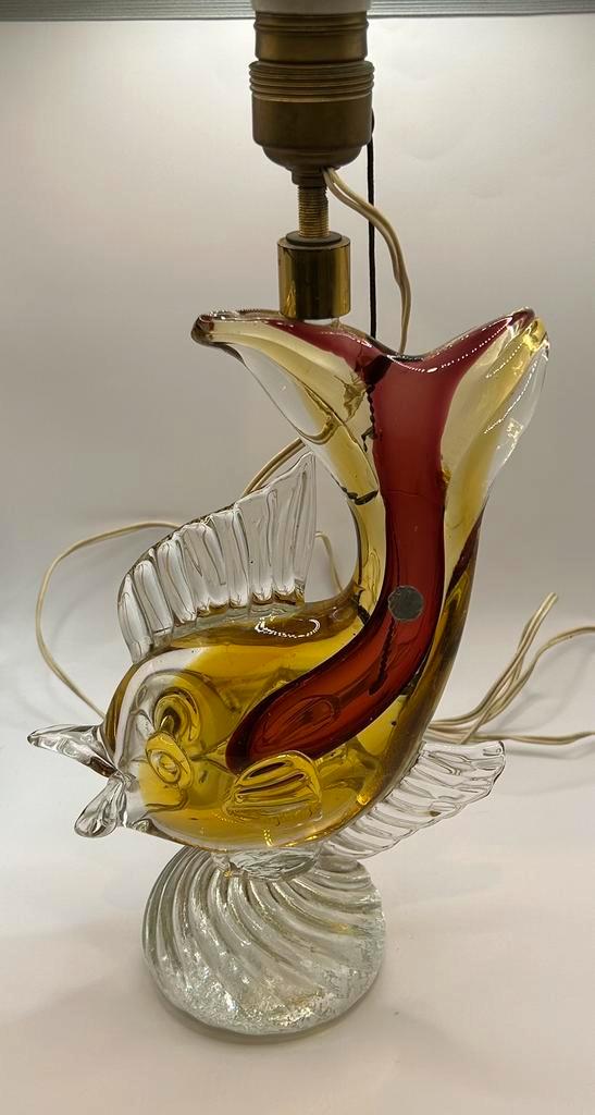 Artistica Murano CCC  sommerso vis tafellamp, Antiek en Kunst, Antiek | Glaswerk en Kristal, Ophalen of Verzenden