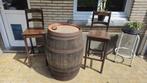 Tonneau - table et ses 2 tabourets hauts, Enlèvement, Comme neuf