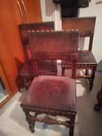 3 beautiful antique genuine leather office chairs, Ophalen