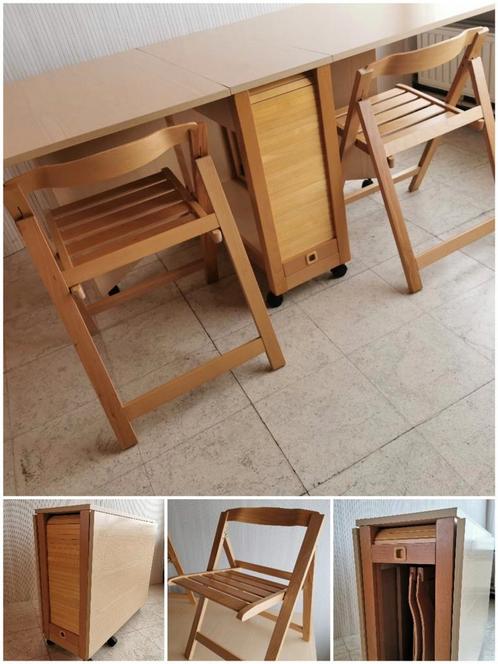 Table à manger compacte + 2 chaises pliantes, Maison & Meubles, Tables | Tables à manger, Comme neuf, Enlèvement ou Envoi