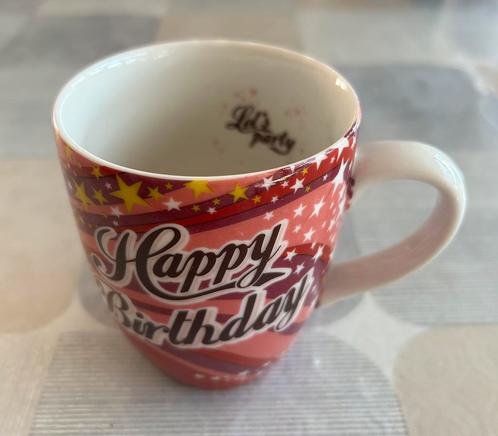 Beker/tas ‘Happy Birthday’, Verzamelen, Glas en Drinkglazen, Gebruikt, Overige typen, Ophalen of Verzenden
