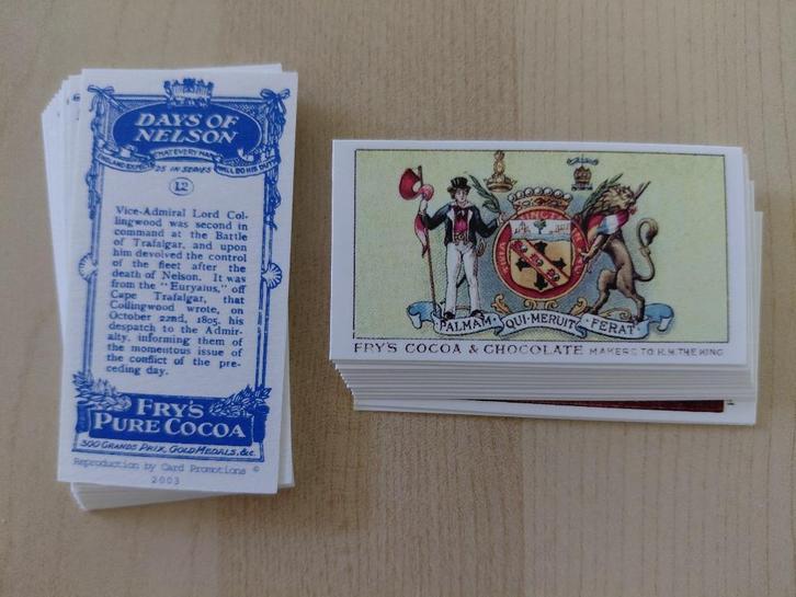 Days of Nelson complete set 25 chromos REPRO Fry's Cocoa, Verzamelen, Foto's en Prenten, Prent, Overige onderwerpen, 1980 tot heden