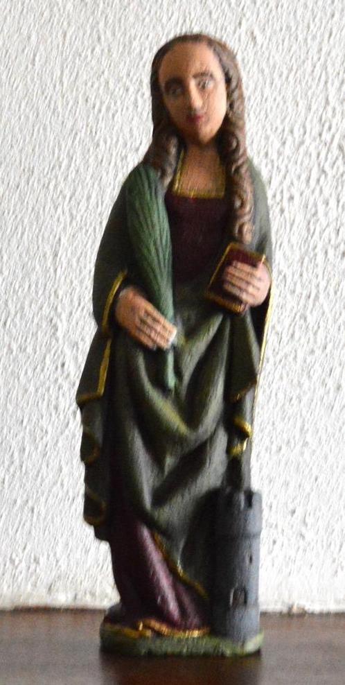 St Barbara Franse steen 32 cm, Verzamelen, Religie, Gebruikt, Christendom | Katholiek, Beeld(je), Ophalen of Verzenden