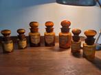 Set van 7 oude medicijnflesjes, Ophalen of Verzenden