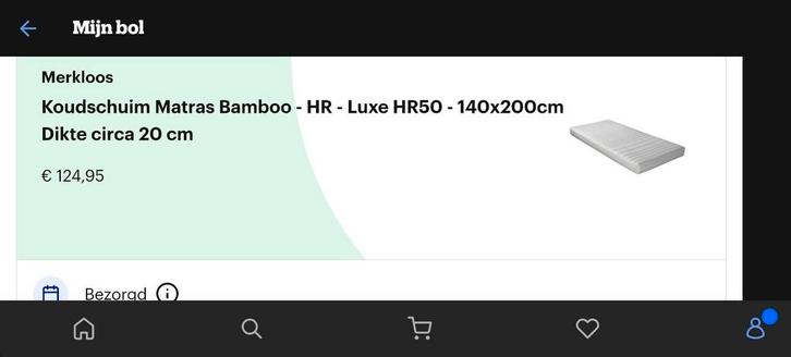 NIEUWSTAAT! Koudschuim Matras 140x200 - Bamboo HR50, Huis en Inrichting, Slaapkamer | Matrassen en Bedbodems, Zo goed als nieuw