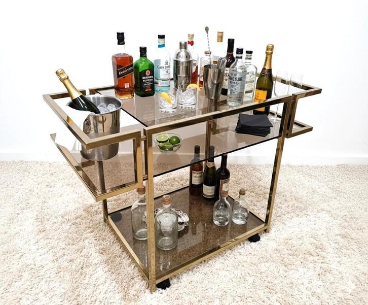 chariot desserte Belgo chrome, Maison & Meubles, Tables | Dessertes, Comme neuf, Verre, Enlèvement