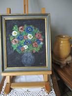 Schilderijtje : vaas met bloemen, Huis en Inrichting, Woonaccessoires | Schilderijen, Tekeningen en Foto's, Minder dan 50 cm, Minder dan 50 cm