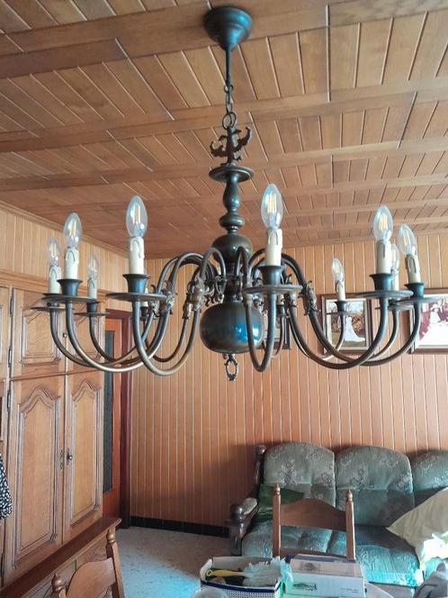 koperen kroonluchter 1960, Huis en Inrichting, Lampen | Kroonluchters, Ophalen