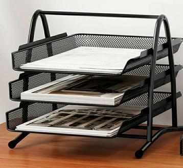 Stapelbare metalen opbergorganizer voor op het bureau beschikbaar voor biedingen
