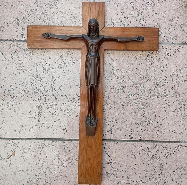 34 cm brons art deco beeld Christus religieus, Antiek en Kunst, Antiek | Brons en Koper, Brons, Ophalen of Verzenden