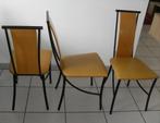 3 chaises assise en cuir, Maison & Meubles, Chaises, Cuir, Enlèvement, Utilisé, Trois