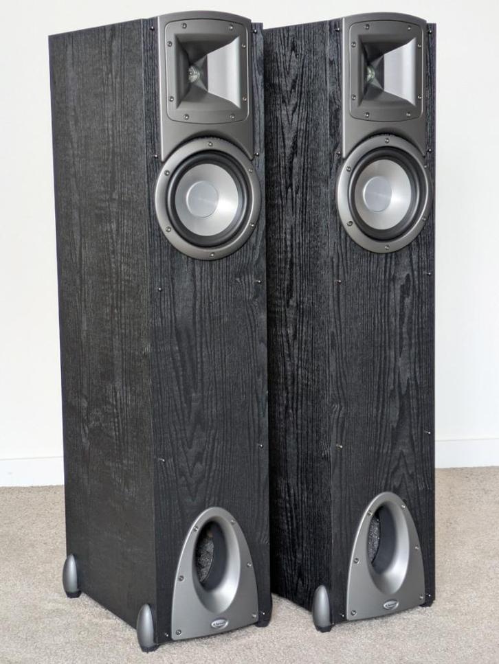 Klipsch Synergy F-1, hoog rendement, Tractrix hoorn tweeter, Audio, Tv en Foto, Luidsprekerboxen, Gebruikt, Front, Rear of Stereo speakers