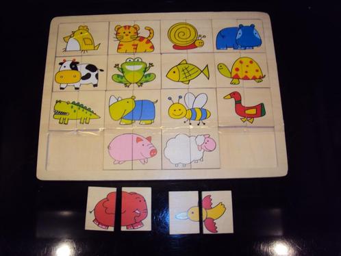 Leuke houten puzzel "dieren" met elk 2 stukjes, Kinderen en Baby's, Speelgoed | Houten speelgoed, Gebruikt, Ophalen of Verzenden
