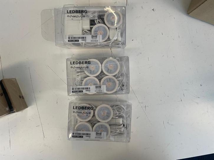 IKEA LEDBERG LED-spots (set van 3 sets), Huis en Inrichting, Lampen | Spots, Nieuw, Plafondspot of Wandspot, Led, Ophalen of Verzenden