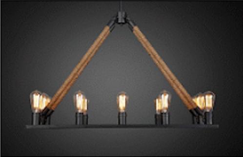 Hanglamp eettafel industrieel met koorden, Huis en Inrichting, Lampen | Hanglampen, Zo goed als nieuw, 75 cm of meer, Metaal, Overige materialen