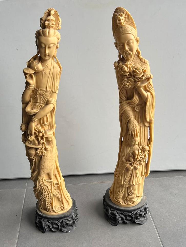 Chinese beelden Ivoorhars Azië vintage standbeeld Qianlong, Maison & Meubles, Accessoires pour la Maison | Statues de Bouddha