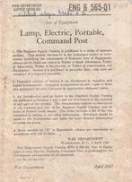 TM, Lamp, Electric, Portable, Command Post 1947, Enlèvement ou Envoi