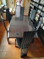 Massief marmeren tafel met 6 stoelen, Huis en Inrichting, Ophalen, Zo goed als nieuw