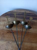 Vintage set van 4 grote shish kebab spiesen in de vorm van e, Ophalen of Verzenden, Gebruikt, Overige materialen, Los bestek