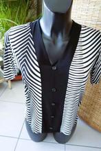 zwart wit chic gelijnd T-shirt, Wit, Maat 42/44 (L), Fashion Teo Woman, Ophalen of Verzenden