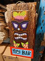 plaque murale en bois d albesia Tiki bar 50x30 cm, Antiek en Kunst, Kunst | Beelden en Houtsnijwerken, Ophalen of Verzenden
