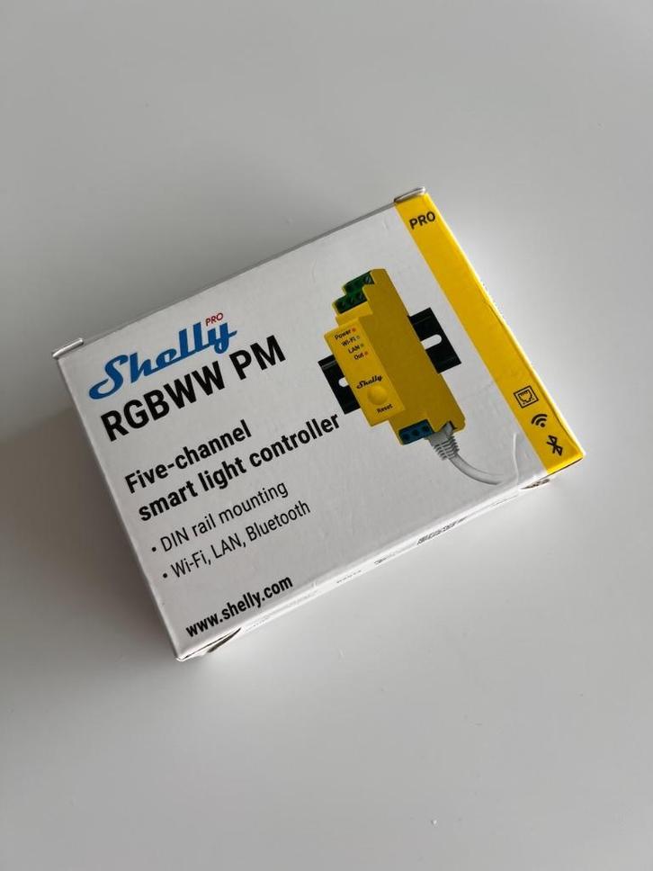 Shelly Pro RGBWW Dimmer – 5‑kanaals slimme LED‑controller, Hobby en Vrije tijd, Elektronica-componenten, Nieuw, Ophalen of Verzenden