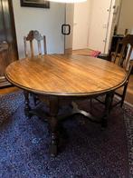 Ronde verlengbare eettafel, Huis en Inrichting, Tafels | Eettafels, Ophalen, Eik, Zo goed als nieuw, Vijf personen of meer