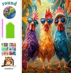 N 652 Poulets à peindre au diamant 40x30 cm (ronds), Neuf, Multicolore, Autocollant, Autres matériaux