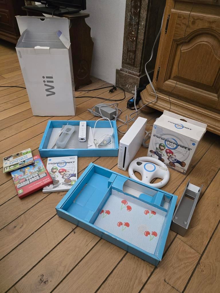 Console Wii + volant + 3 jeux (Nintendo), Enlèvement, Avec 1 manette, Avec jeux