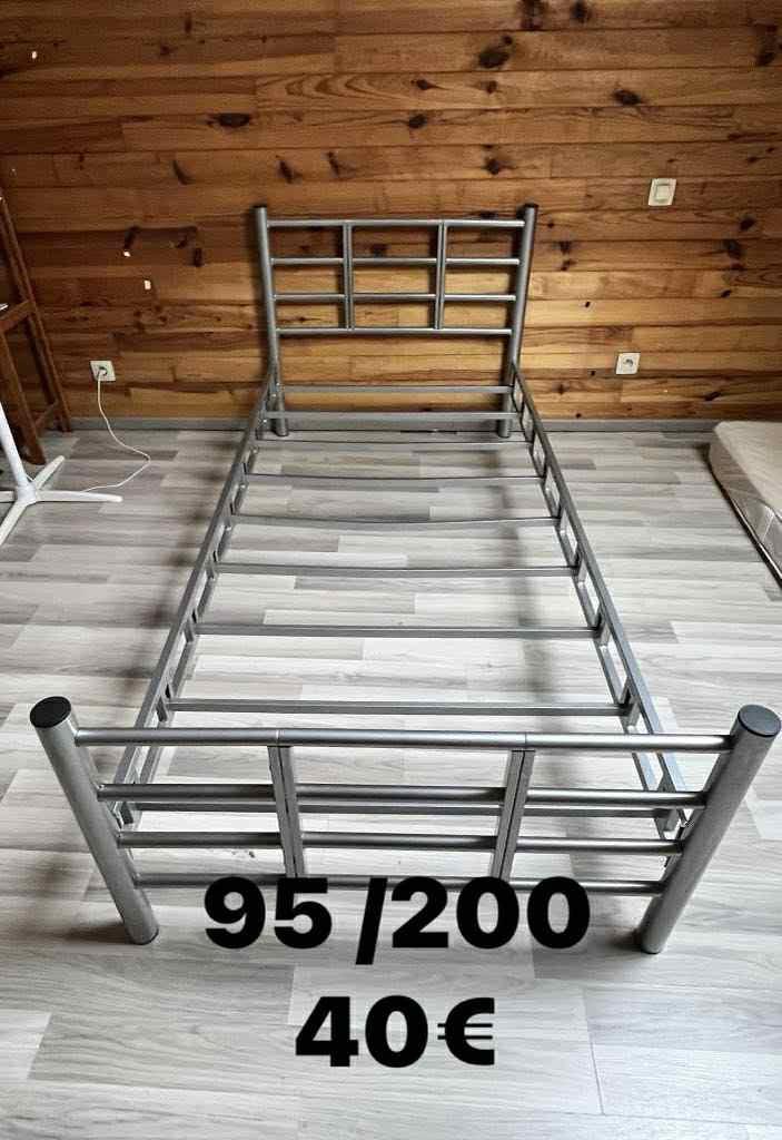 Lit rn métallique, Maison & Meubles, Chambre à coucher | Lits, Gris, Enlèvement, Métal, Une personne