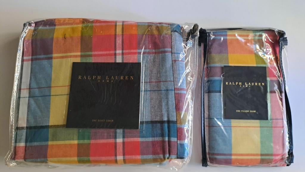 Ralph Lauren, geruite dekbedovertrekset voor 1 persoon, Ophalen of Verzenden, Eenpersoons, Dekbedovertrek