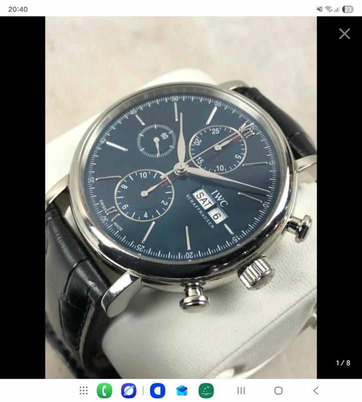 IWC PORTOFINO horloge, Handtassen en Accessoires, Horloges | Heren, Zo goed als nieuw, Polshorloge, Overige merken, Staal, Leer