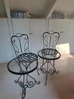 2 stoelen 2 tafeltjes in smeedijzer, Huis en Inrichting, Ophalen, Gebruikt, Twee, Zwart