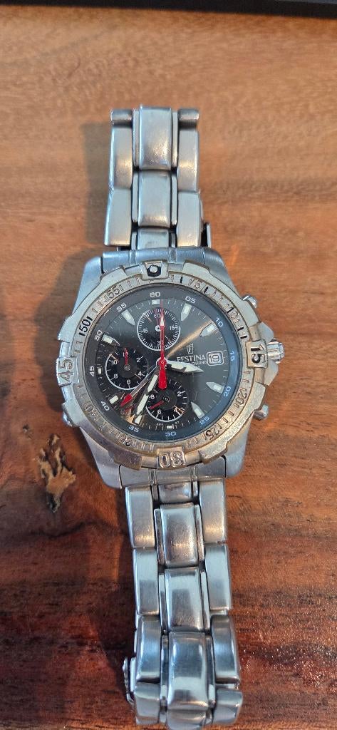Festina Chronograph heren horloge — staal, Overige merken, Staal, Gebruikt, Staal