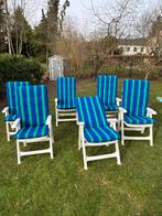 6 chaises de jardin de couleur blanche avec coussins, Jardin & Terrasse, Enlèvement, Comme neuf, Plastique, Pliant
