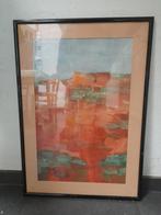 schilderij, Acryl op karton, abstract, gesigneerd, Enlèvement