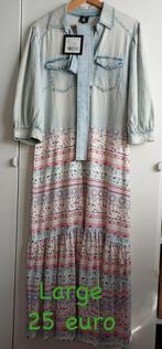 Zomerjurk jeans en bloemen Large, Kleding | Dames, Jurken, K-design, Overige kleuren, Maat 42/44 (L), Nieuw