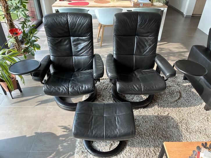 Stressless Fauteuils, Huis en Inrichting, Fauteuils, Gebruikt, Hout, Leer, Metaal, 75 tot 100 cm, 75 tot 100 cm, Ophalen