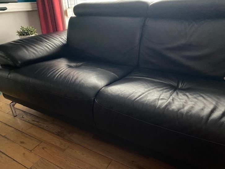 Zeer mooi lederen salon, Maison & Meubles, Canapés | Salons, Comme neuf, Enlèvement