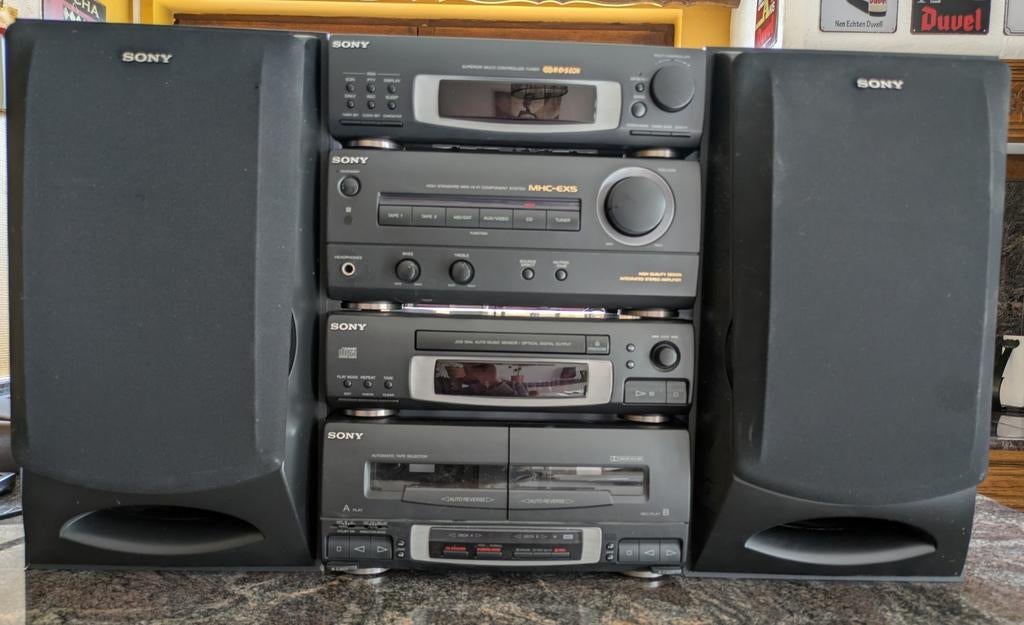 Vintage Sony stereo keten + Pioneer platenspeler, Enlèvement, Utilisé, Composants en vrac, Sony