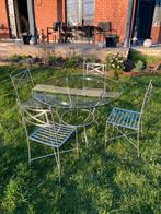 Table de jardin verre et inox, Jardin & Terrasse, Ensembles de jardin, Inox, Utilisé, Sets de jardin, Enlèvement