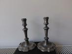 2 antieke tinnen kandelaars, Antiek en Kunst, Ophalen