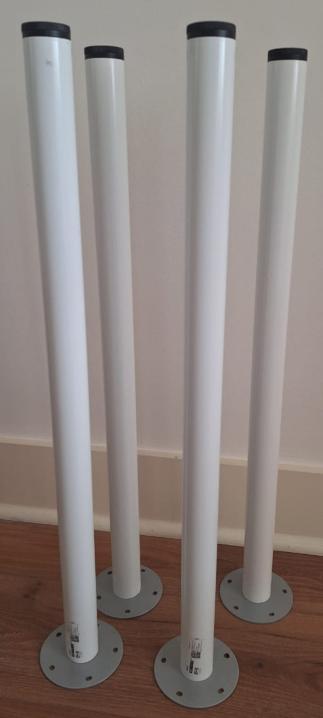 Pieds Ikéa en métal blanc (pour table), Maison & Meubles, Rond, Comme neuf, Enlèvement, Métal