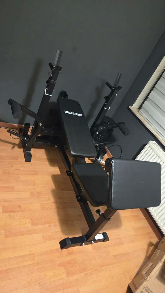 Volledige halterbankset, Sport en Fitness, Fitnessmaterialen, Ophalen, Zo goed als nieuw