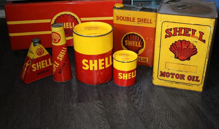 ruilen shell vet pot olie blik, Verzamelen, Merken en Reclamevoorwerpen, Gebruikt, Reclamebord, Ophalen of Verzenden