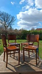 4 Mid-Century houten stoelen – jaren 60 stijl, Huis en Inrichting, Ophalen, Gebruikt, Mid century, Bruin